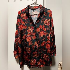 Silky Pajama Top in Floral Print